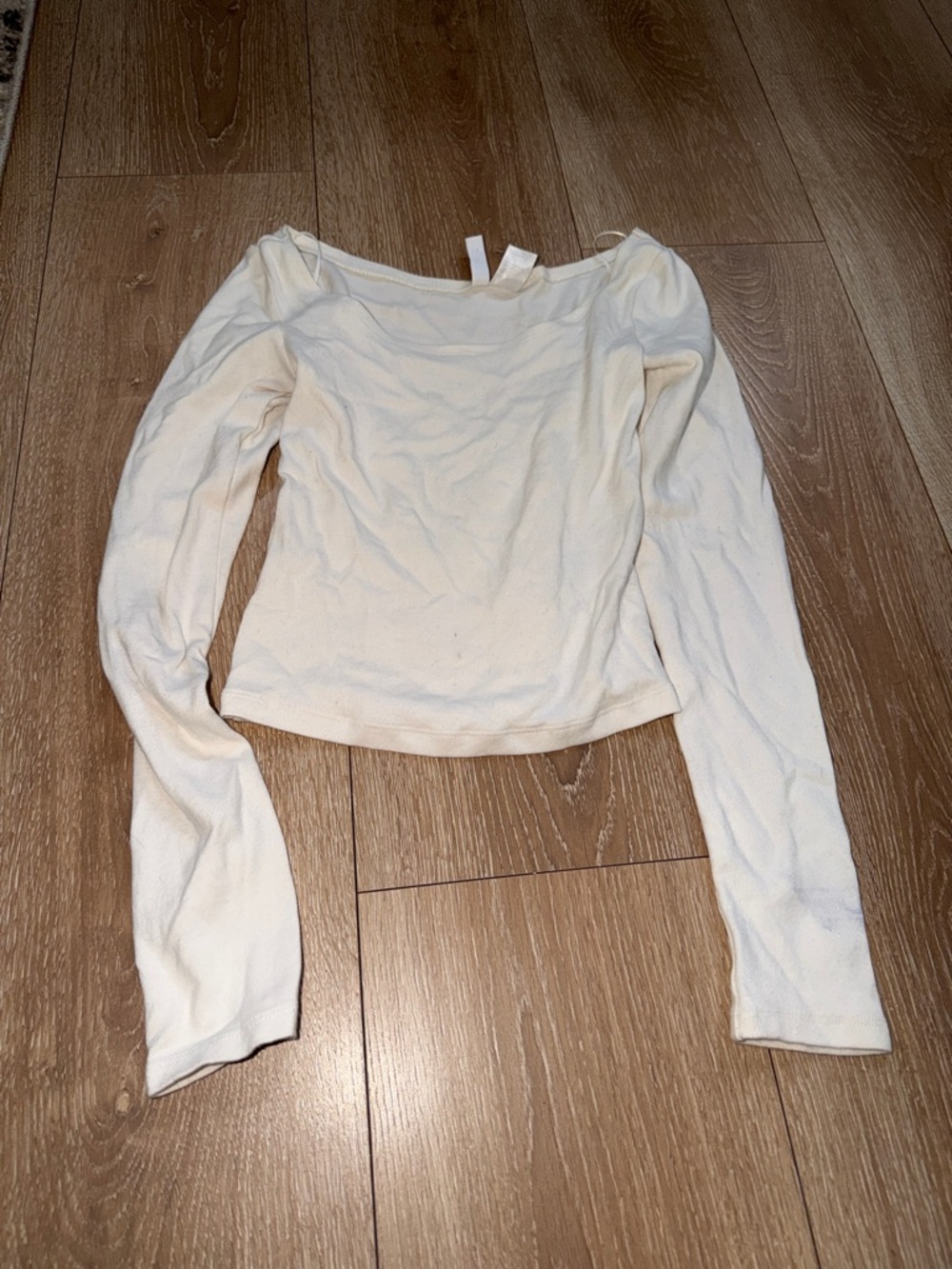 H&M Cream Long Sleeve Boatneck Top